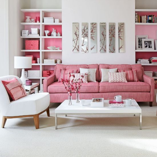 Pink Living Room Sofa Set