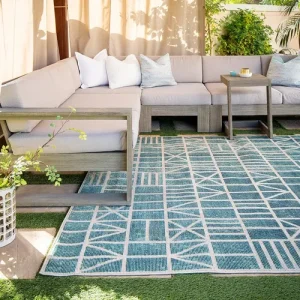 Matte Textured Outdoor Turquoise Carpet