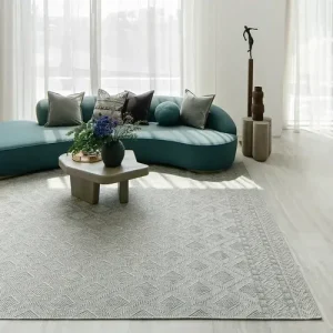 Neutral Grey Diamond Ornate Carpet