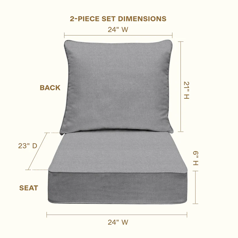 Deep Seat Chair Cushion Set with Seat & Back Pillow - Image 2