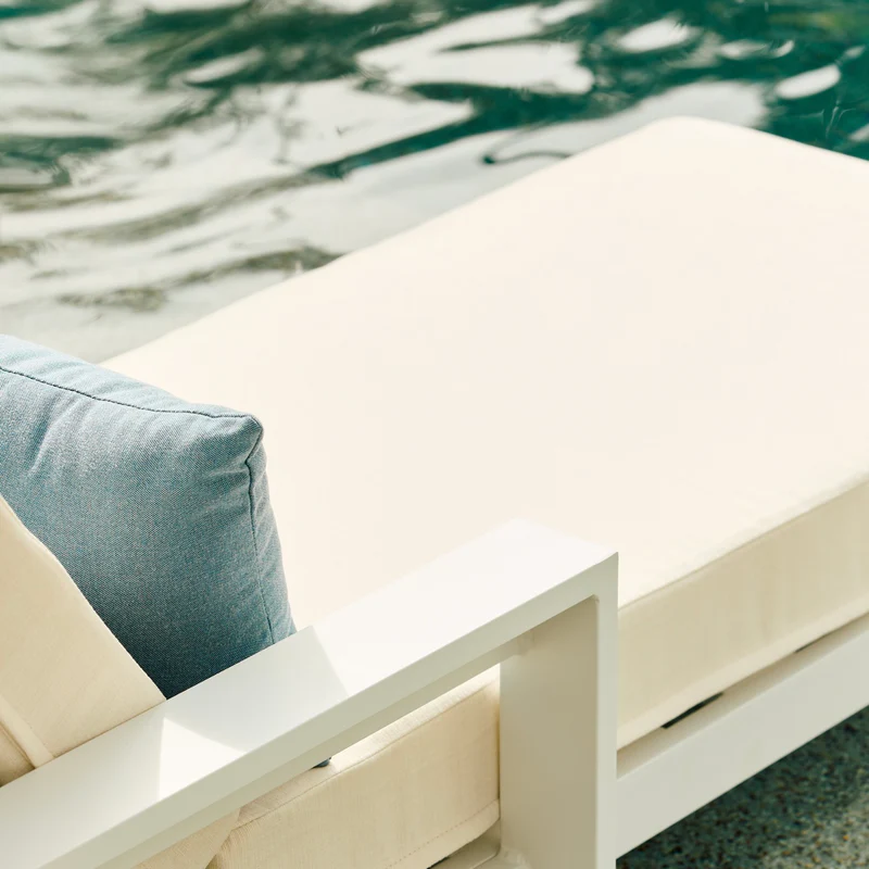 Poolside Chaise Lounge Outdoor Cushion with Ties - Image 2