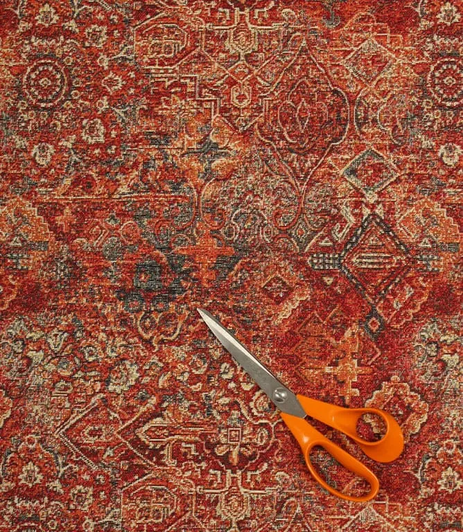 Keshan Tapestry Fabric Red - Image 3