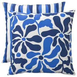 Outdoor Cushion Set of 2, Blue Mixed Patterns