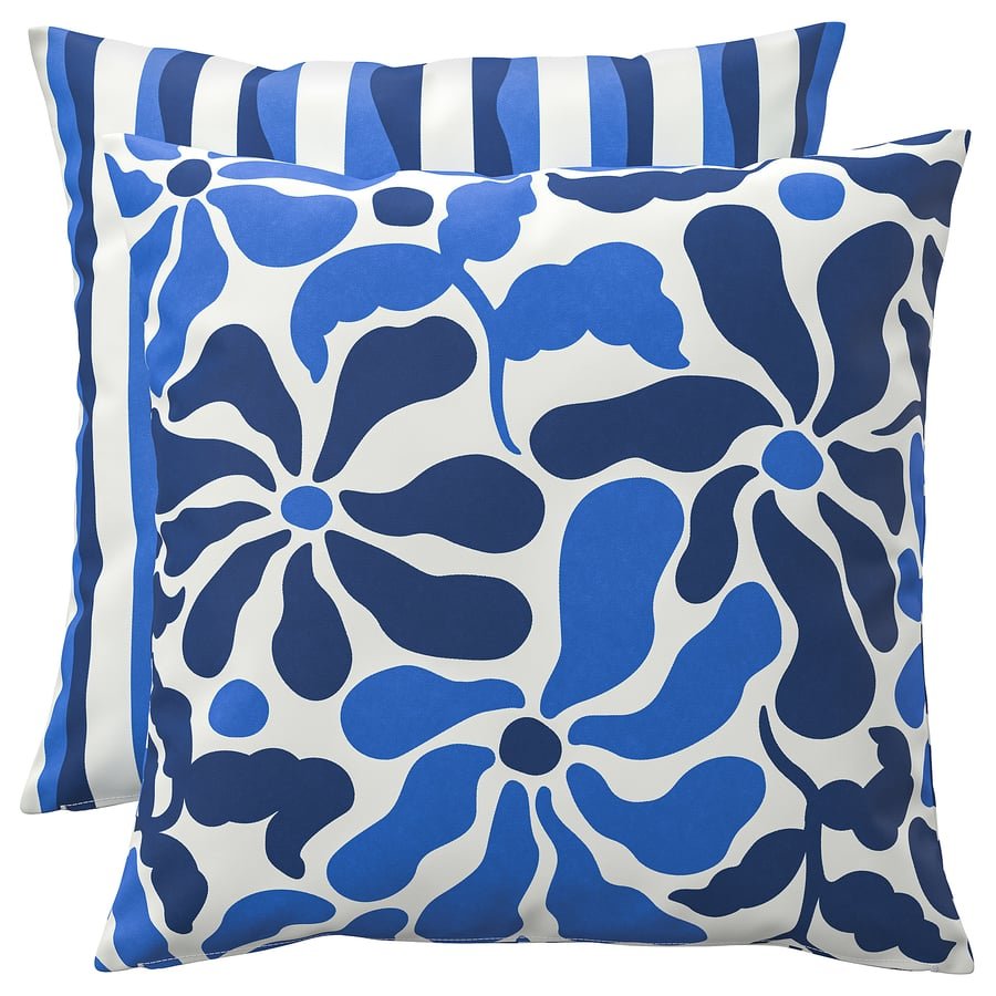 Outdoor Cushion Set of 2, Blue Mixed Patterns